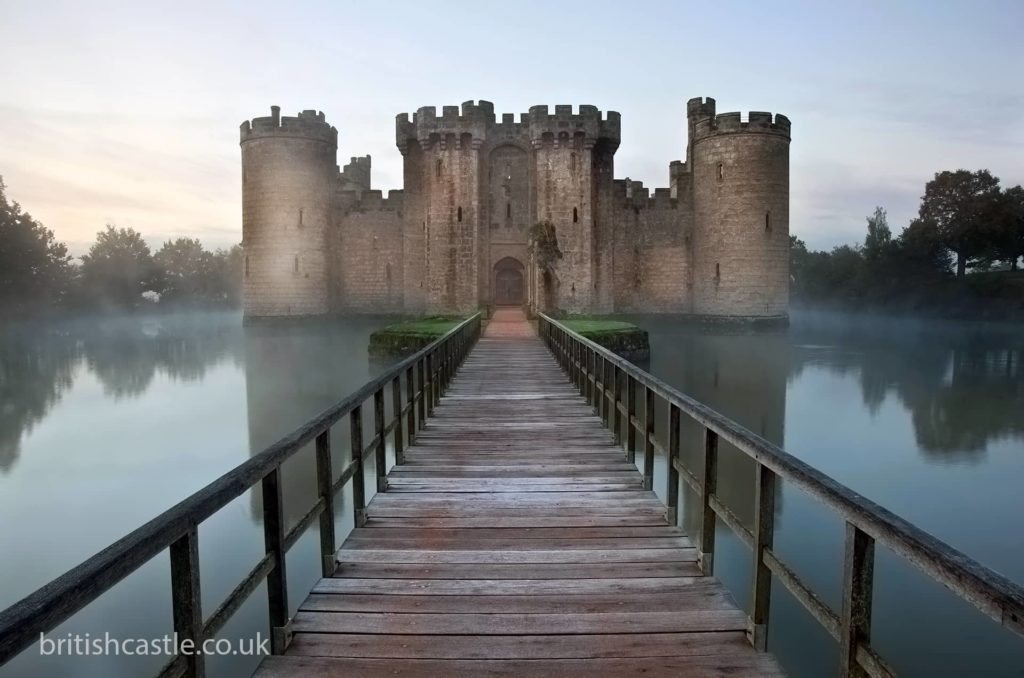 Bodiam Castle rising out of the mist
