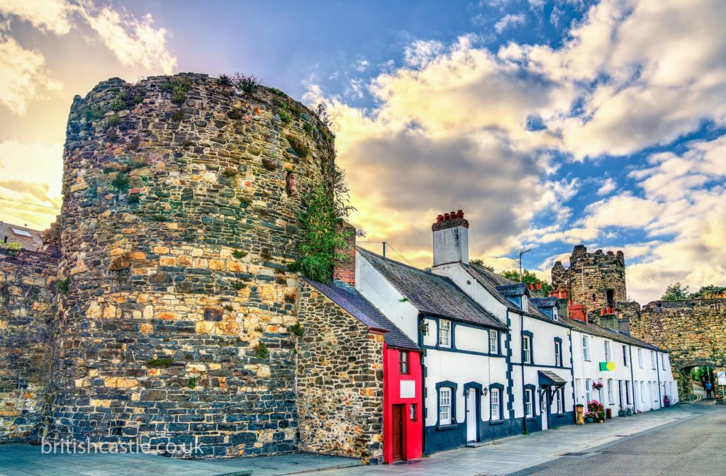 Houses built into Conwy town walls