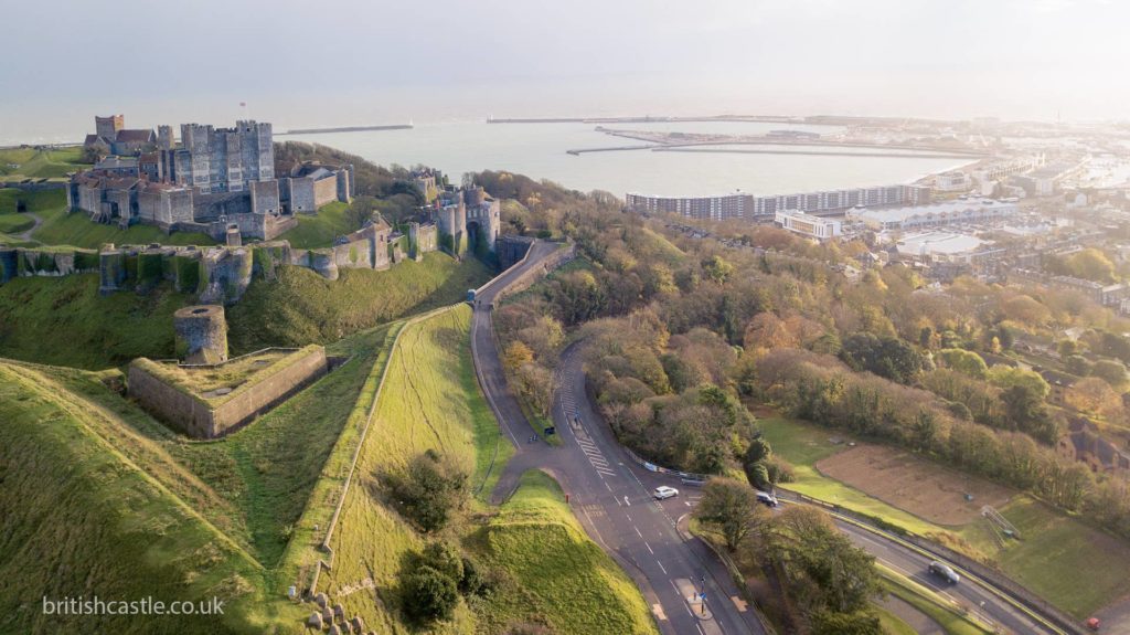 Dover Castle and the port of Dover