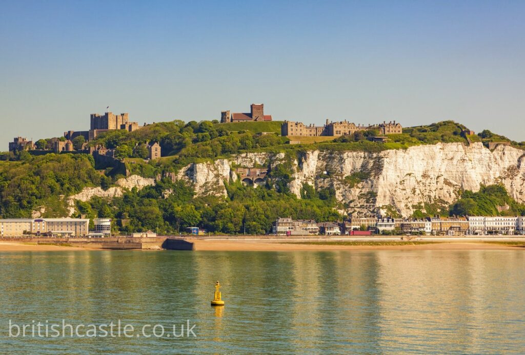 The white cliffs of Dover with the castle perched on top
