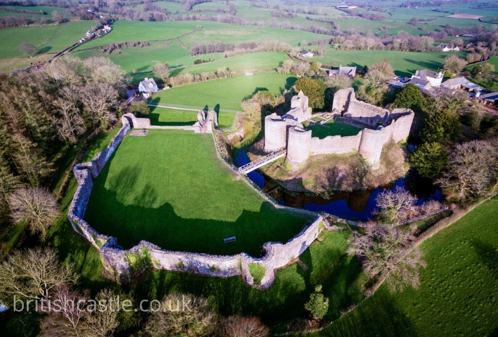 An aerial shot of White castle in Wales