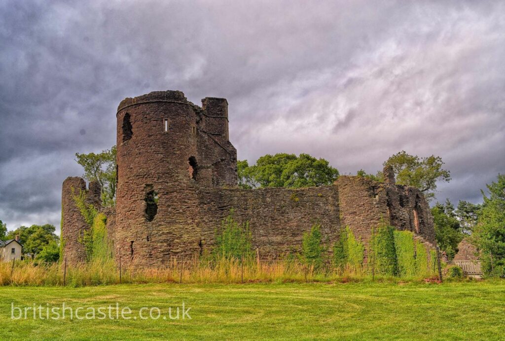 Grosmont castle on an overcast day