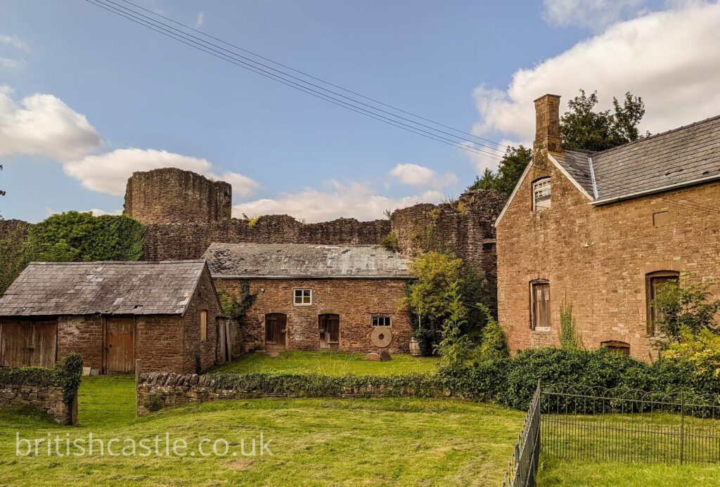 A farmhouse built into the outer walls of Skenfrith Castle