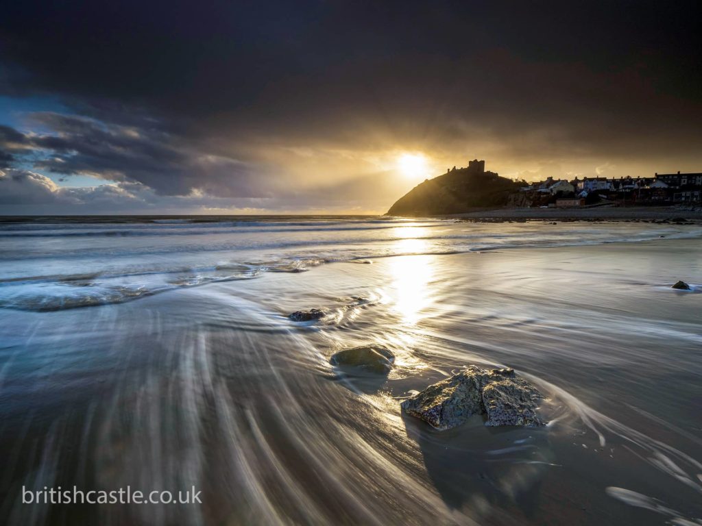 The sun sets over Criccieth Castle
